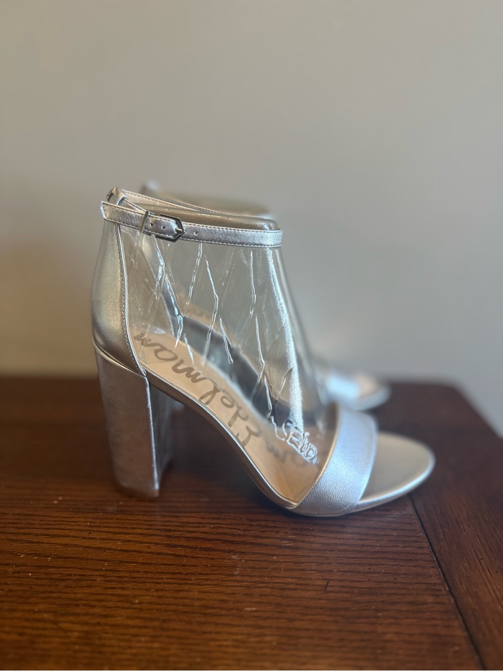 Sam Edelman Silver High Block Heel Sandals - New 10.5